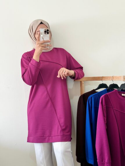 Çımalı  Sweatshirt Mürdüm